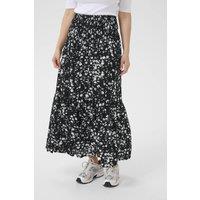 Kaffe Women's KAbeathe Graphic Printed Midi Skirt in Jet Black | Size: Medium/Large