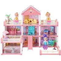 Living and Home Kids Multifunctional Dollhouse Playset in Pink