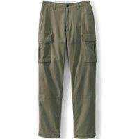 Lands' End Men's Classic Fit Stretch Cotton Cargo Trousers in Dark Green | Size: 38L