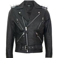 Infinity Leather Men's Brando Black  Ghostrider Spiked Leather Biker Jacket | Size: 5XL