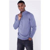 Jameson Carter Men's Sloane Knitted Quarter Zip in Blue | Size: Medium