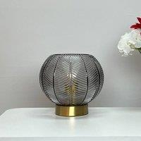 K LIVING Leaves Smokey Glass Table Lamp in Grey