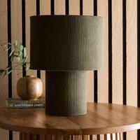 K LIVING Tokyo Green Velvet Stripe Table Lamp in Dark Green