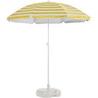 Harbour Housewares Metal Beach Parasol with White Base 1.8m in Yellow
