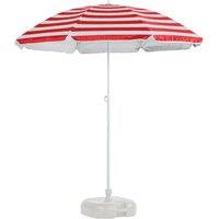 Harbour Housewares Metal Beach Parasol with White Base 1.8m in Red
