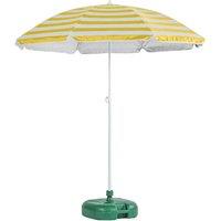 Harbour Housewares Metal Beach Parasol with Green Base 1.8m in Yellow