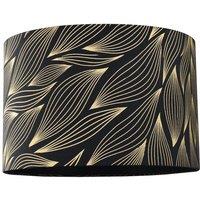 Happy Homewares Designer Black Lamp Shade with Gold Foil Leaves with Inner Satin Fabric Lining | Size: 12 inches