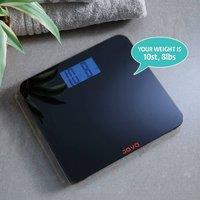 JAVA Wellness Talking Digital Bathroom Scales with Glass Platform, Announces Weight in Black