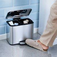 Clarsen 6L Stainless Steel Bathroom Recycling Bin with Soft Close Lid H24cm in Metallic Silver