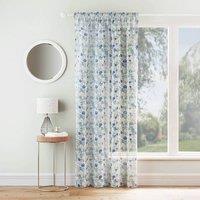 Coopers of Stortford Single Panel Floral Voile Curtain with Slot-Top Header, 137cm in Blue