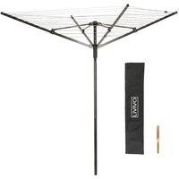 LIVIVO Outdoor Garden Rotary Airer Washing Line - 4 Arm Folding Clothes Dryer in Black