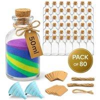 volila Small Glass Bottles - 50ml With Cork Stopper in Clear | Size: 30 Pack