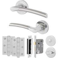 AFIT Chrome Bathroom Door Handle Satin Nickel Lever Bathroom Lock Hinges in Silver | Size: 150mm x 150mm