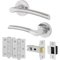 AFIT Chrome Door Handle, Satin Nickel Feature Lever For Doors, Latch Hinges in Silver | Size: 150mm x 150mm