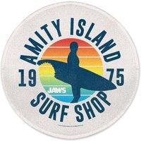 Jaws Amity Island Surf Shop Round Bath Mat in White | Size: 70 cm