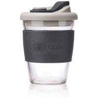 Kennett Rippl Glass Coffee Cup with Silicone & Spill-Proof 12oz 340ml in Grey
