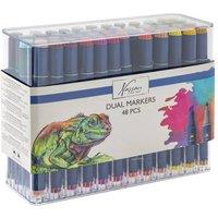 Totum Round Dual Markers, 48 pieces in Transparent Box in White | Size: 1 Pack