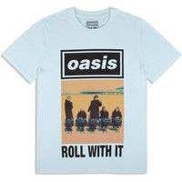 Rock Off officially Licensed Products Oasis Roll With It Single Cover T-Shirt in Blue | Size: XL