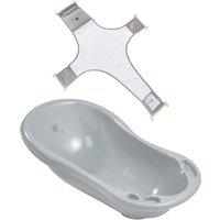 Keeeper Grey Stars Baby Bath 84cm with Plug & Baby Bath Safety Net