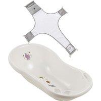 Keeeper White Funny Zoo Baby Bath 84cm with Plug & Baby Bath Safety Net