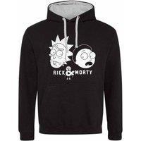 Rick & Morty Men's Printed Contrast Black Hoodie | Size: Large