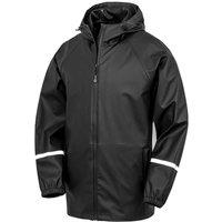Result Recycled Men's Prism Reflective Tape PU Waterproof Jacket in Black | Size: 2XL
