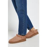 Dorothy Perkins Women's Pamela Cozy Faux Suede Fur Trim Boots in Mocha | Size: 7