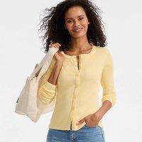 Lands' End Women's Long Sleeve Micro Rib Buttonfront Top in Bright Yellow | Size: 16-18