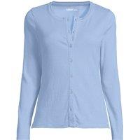 Lands' End Women's Long Sleeve Micro Rib Buttonfront Top in Blue | Size: 16-18
