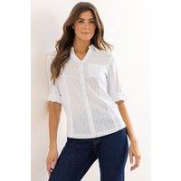 Klass. Women's Fitted Textured Cotton Shirt in White | Size: 22