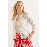 Klass. Women's Open Stitch Knitted Cardigan in Ecru | Size: 2XL