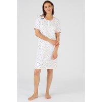 Damart Women's Cotton Short-Sleeve Nightdress For Everyday Summer Wear in White | Size: Large