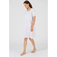 Damart Women's Cotton Short-Sleeve Nightdress For Everyday Summer Wear in Cool White | Size: Small
