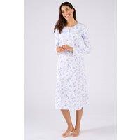 Damart Women's Comfy Long Sleeve Floral Jersey Nightdress in White | Size: 2XL