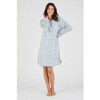Damart Women's Warm Thermal Stripe Long Sleeve Nightdress in Light Blue | Size: 2XL