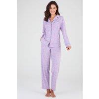 Damart Women's Floral Jersey Pyjama Set - Soft, Breathable Two-Piece Sleepwear in Purple | Size: 2XL