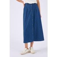 Damart Women's Lightweight Cotton-Blend Midi Skirt - Smart Casual Essential in Indigo | Size: 18