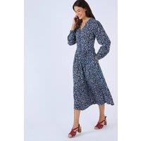 Damart Women's Summer Tiered Midi Dress - Flowy, Lightweight & Breezy in Navy | Size: 14
