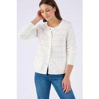 Damart Women's Light & Soft Pointelle Summer Cardigan in Off-White | Size: 22-24