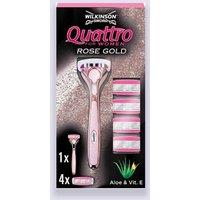 Wilkinson Sword Women's Quattro For Women Rose Gold Value Pack 5 Up in Black