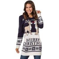 tectake Women's Merry Christmas ' Christmas Jumper in Blue | Size: 2XL