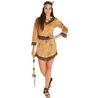 tectake Women's Indian Costume | Apache Native American in Brown | Size: XL