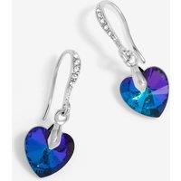 Jon Richard Women's Blue Heart Drop Earrings Embellished With Crystals