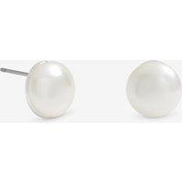 Jon Richard Women's Cream Small Bouton Pearl Earrings in Silver