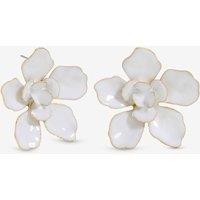 Mood Women's Gold White Floral Earrings