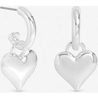 Mood Women's Silver Plated Polished Heart Hoops