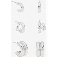 Mood Women's Silver Plated Hoops - Pack of 3