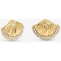 Mood Women's Gold Plated & Pave Shell Stud Earrings