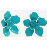 Mood Women's Turquoise Statement Flower Earrings