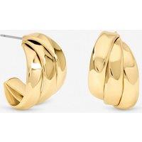 Jon Richard Women's Gold Plated Multirow Molten Hoop Earrings